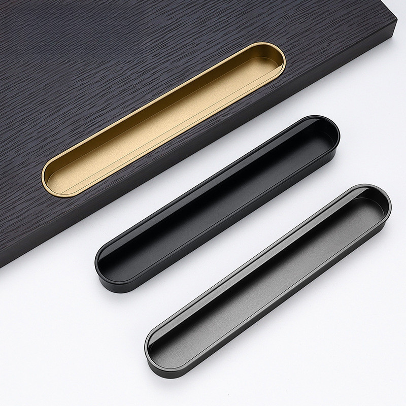 Black Hidden Embedded Built in Cabinet Handle for Wardrobe Door ...
