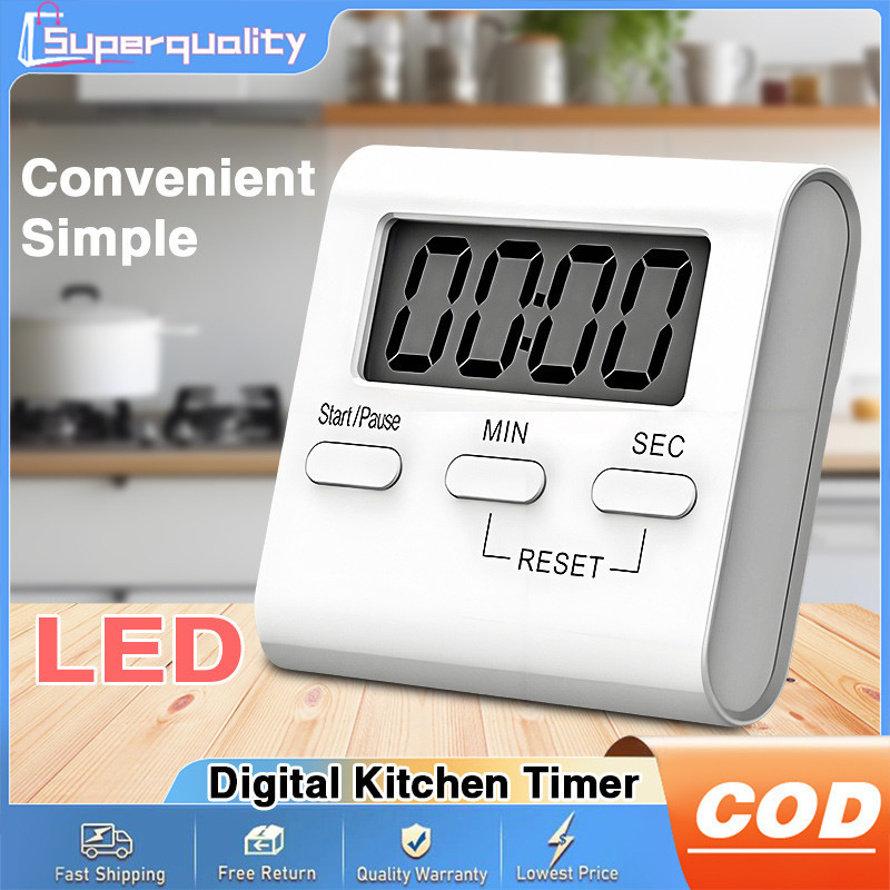 LCD Digital Kitchen Timer Countdown Clock Loud Alarm Clock DIY Standing ...