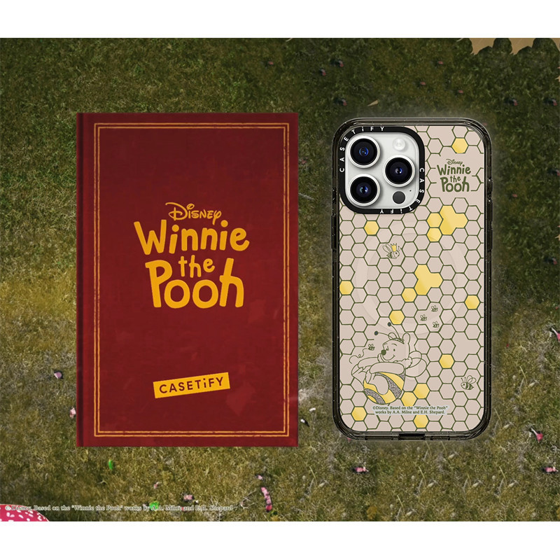 CASECASE X Winnie the Pooh Honeycomb Pattern Case Impact Case Magnetic  suction Hard Acrylic Back TPU Edge Case For Apple IPhone 12 13 14 15 Pro  Max