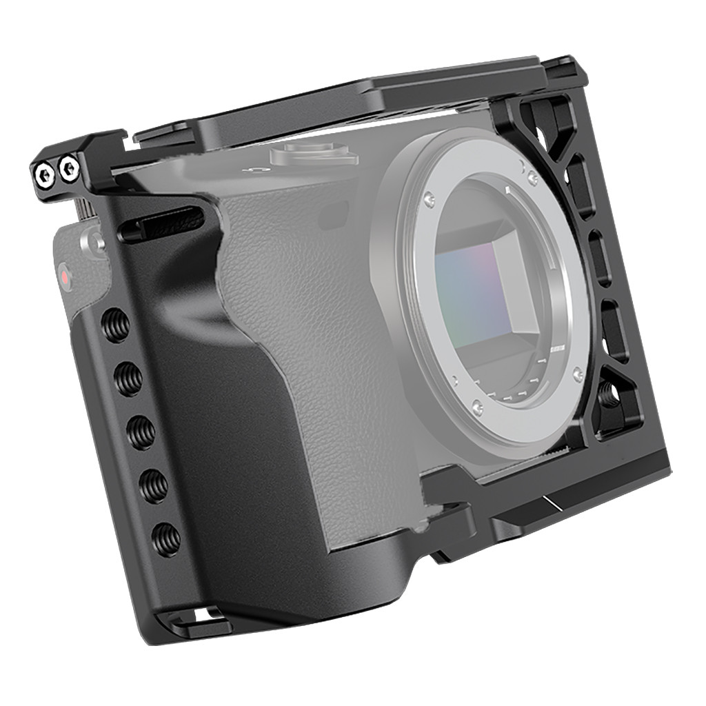 Camera Cage with Cold Shoe Mount 1/4 Inch 3/8 Inch Threads Aluminum Alloy  for Sony A6500/A6400/A6300/A6000 Stabilizer Rig