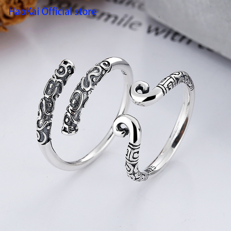 Haokai S925 Pure Silver Wukong Tightening Curse Gold Hoop Ring Creative ...