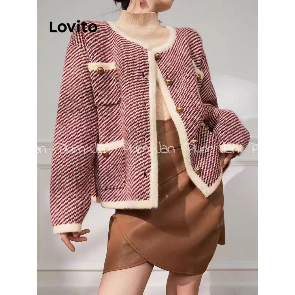 Lovito Women Casual Plain Colorblock Cardigans LNA73501 | Shopee ...