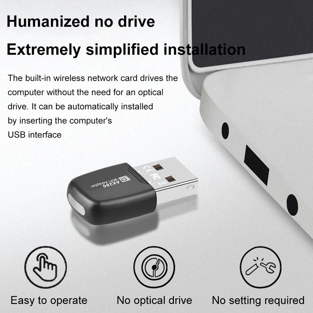 Mini USB WIFI 6 Dongle Driver Free 2.4GHz 286.8Mbps For PC/Laptop