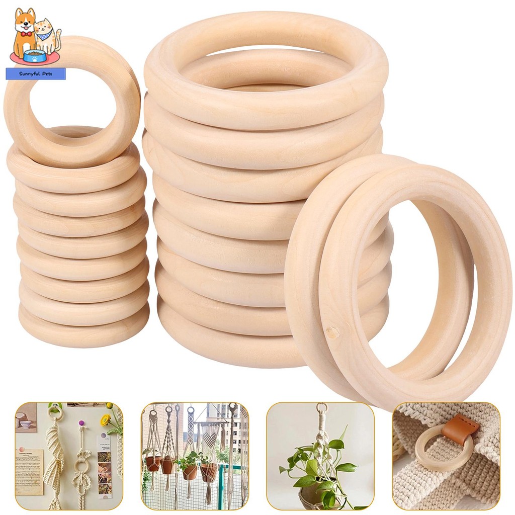 20Pcs Unfinished Wooden Rings 100mm 55mm Solid Wood Rings Smooth ...