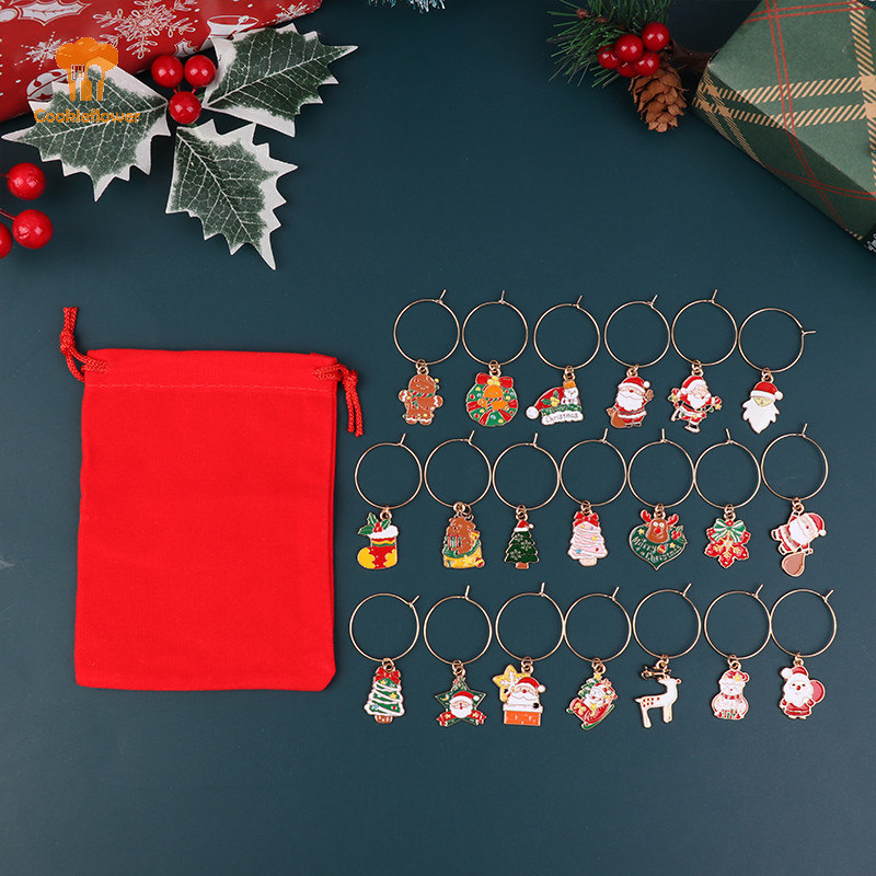 CKFR 20Pcs Christmas Wine Glass Markers Wine Ch Holiday Drink Marker Ch