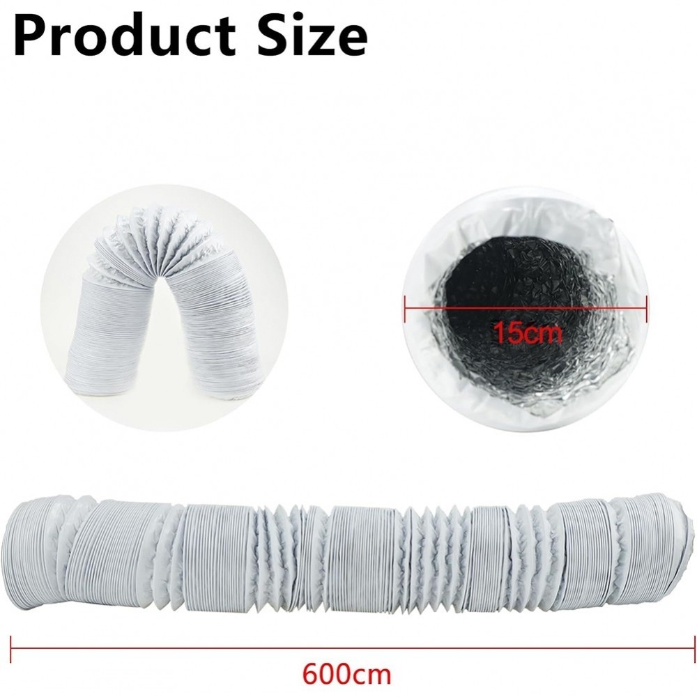 6 Inch Fan Pipe Flexible Pvc Aluminum Tube Exhaust Hose 6m Ventilation