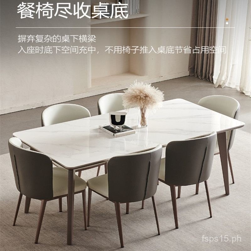 Italian Style Light Luxury Glossy Matte Inno Rock Slab Dining Table and ...