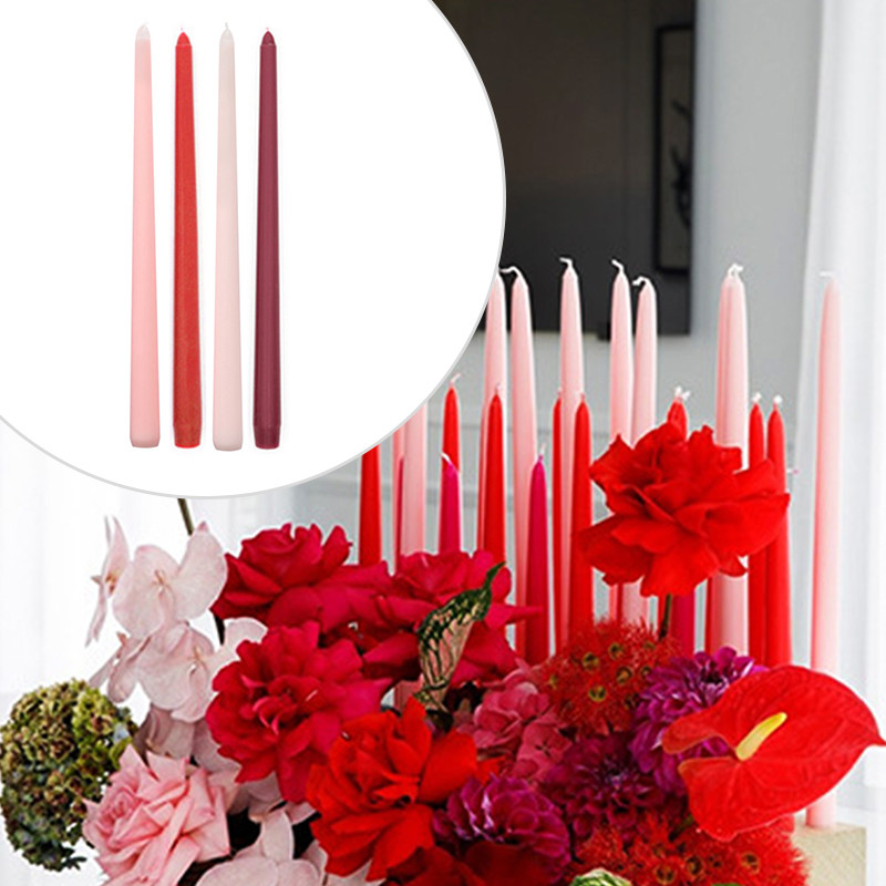 25cm 4pcs Taper Candles Colored Long Stick Candle Smokeless Wedding ...