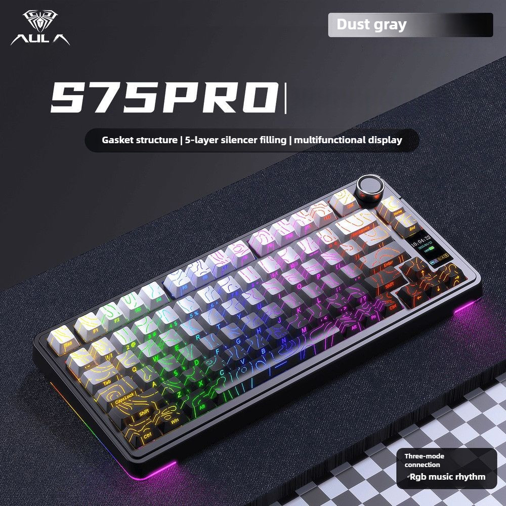【Local Delivery】AULA S75 Pro 3Mode Gaming Mechanical Keyboard 75% with ...