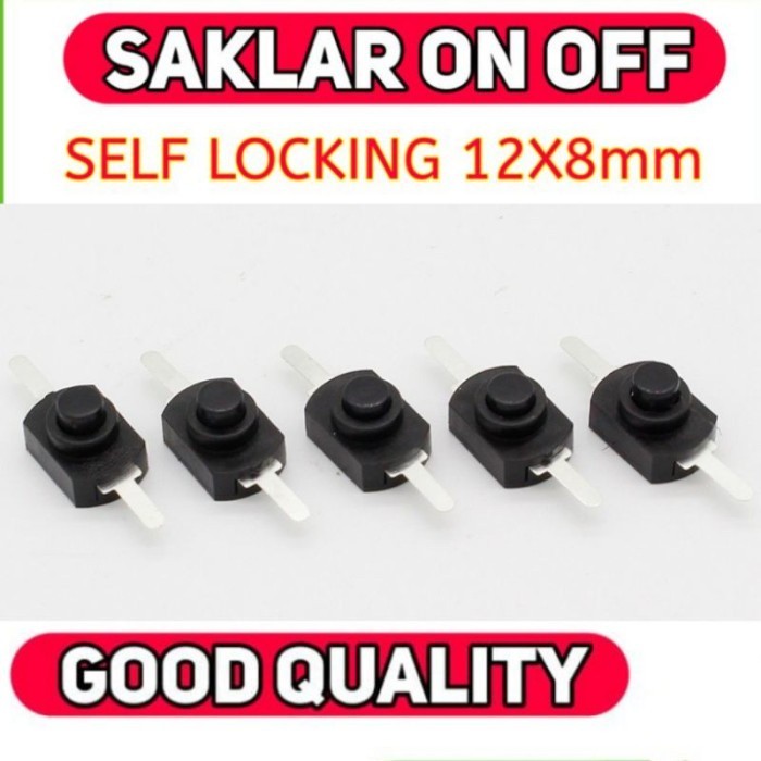 (EP) Small Flashlight Switch 30v 1A 2 Legs Self Locking Push On Off ...