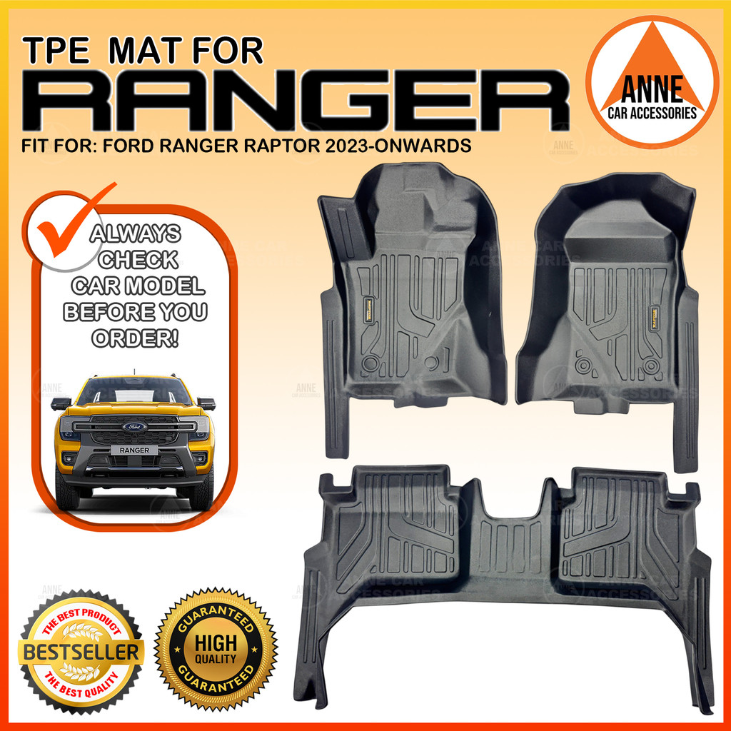 TPE Extended Deep Dish Matting for Ford Ranger Raptor 2023 Onwards High ...