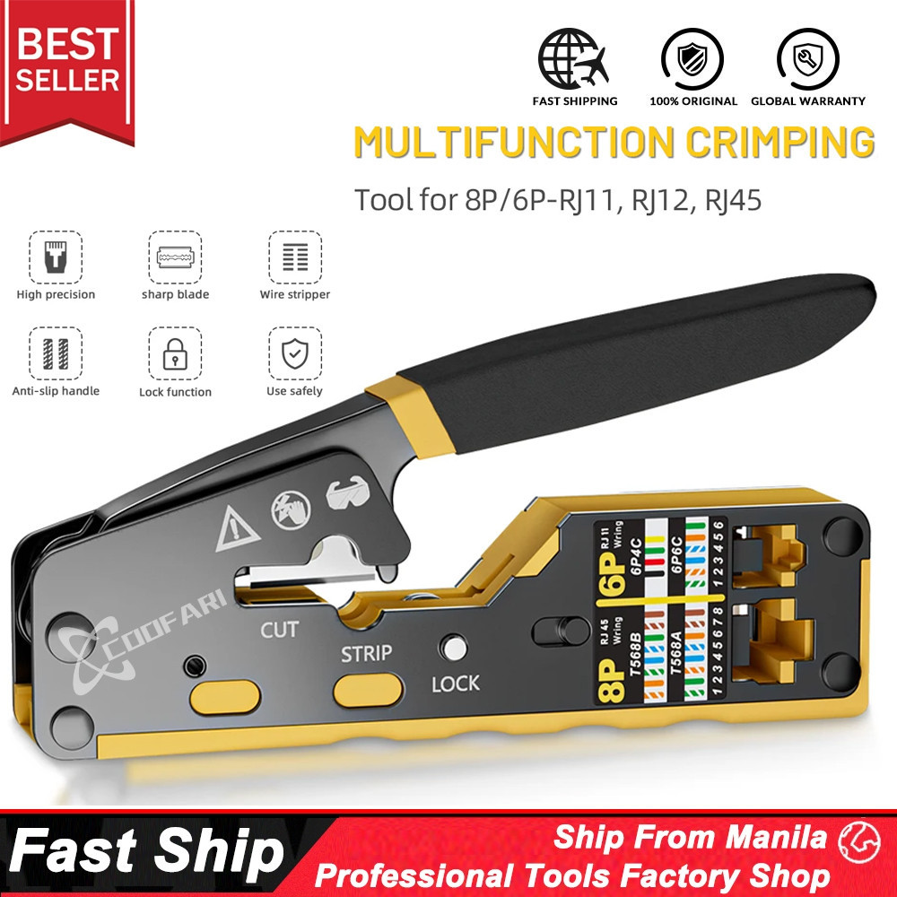 EZ-Type RJ45 Network Crimper 3in1 Crimp/Cut/Strip Lan CAT8/7/6A/6/5E ...