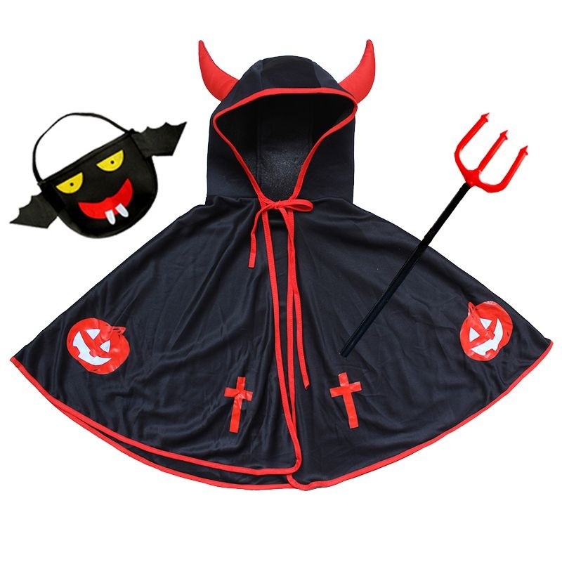 Halloween Children's Clothing Boys and Girls Horn Cloak Performing