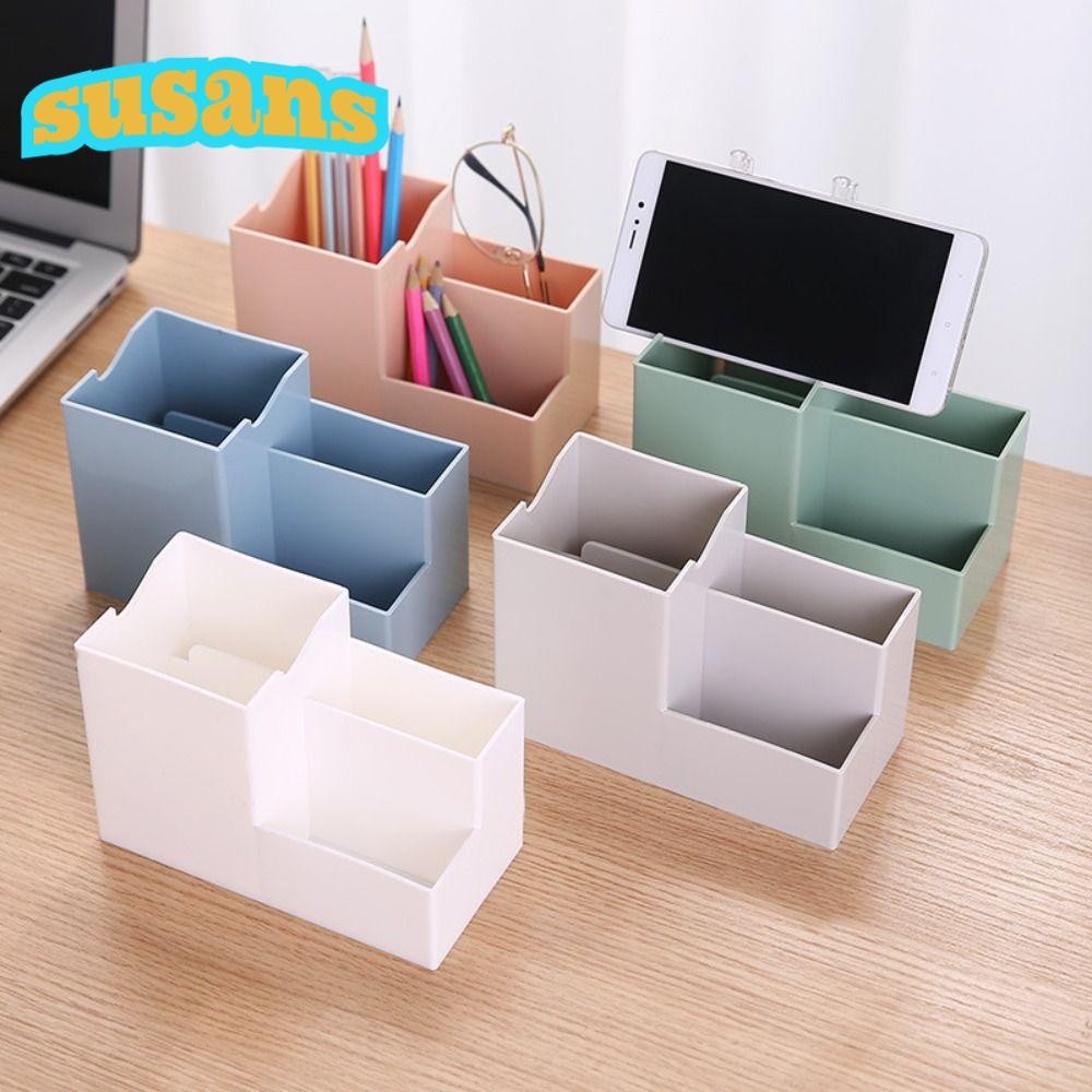SUSANS Pen Holder, 3 Grids Remote Control Storage Box Pen Storage Box