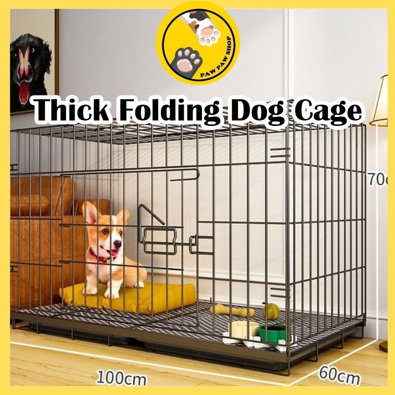 Petcher Collapsible Dog Cage FREE Poop Tray Stainless Wire Dog Cat