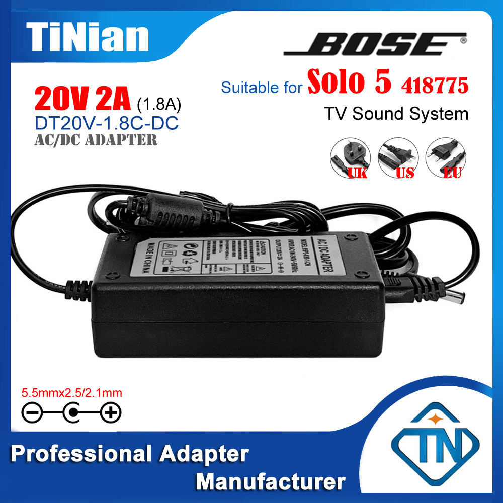 20V 2A 1.8A AC/DC Adapter Charger DT20V-1.8C-DC for Bose Solo 5 TV