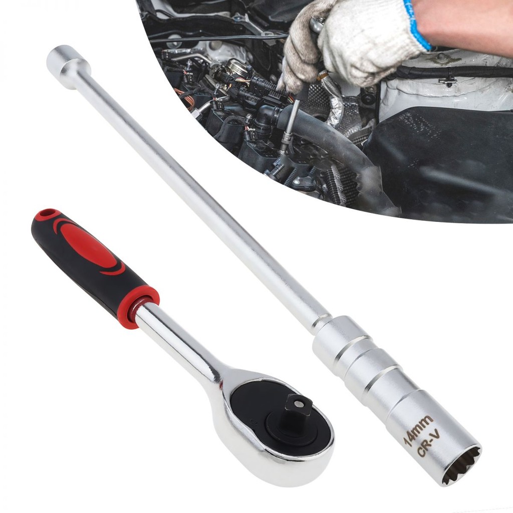 2pcs 14mm 3 8 Inch Drive Quick Steel Ratchet Spark Plug Socket With 24 Tooth Socket Wrench 12