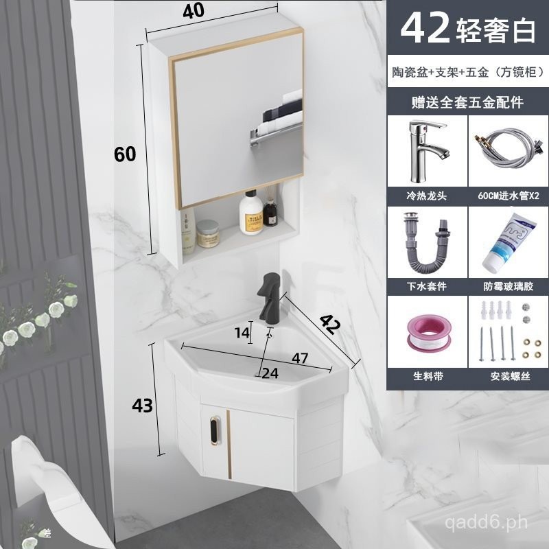 Triangle Bathroom Cabinet Wall-Mounted Corner Wash Basin Small ...