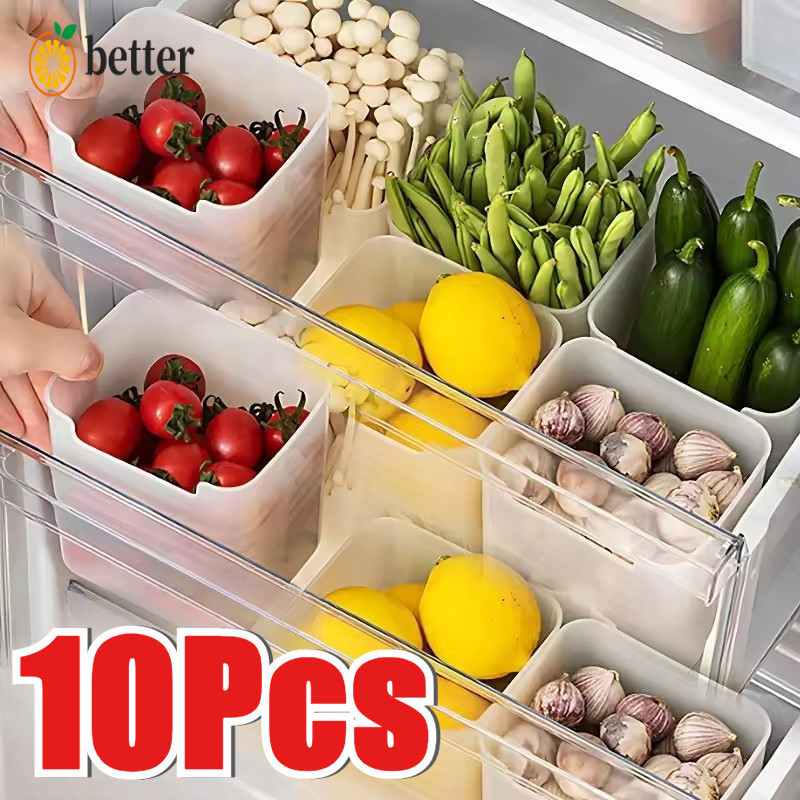 Portable Mini Fridge Storage Boxes - Adjustable Plastic Bins Fruits ...