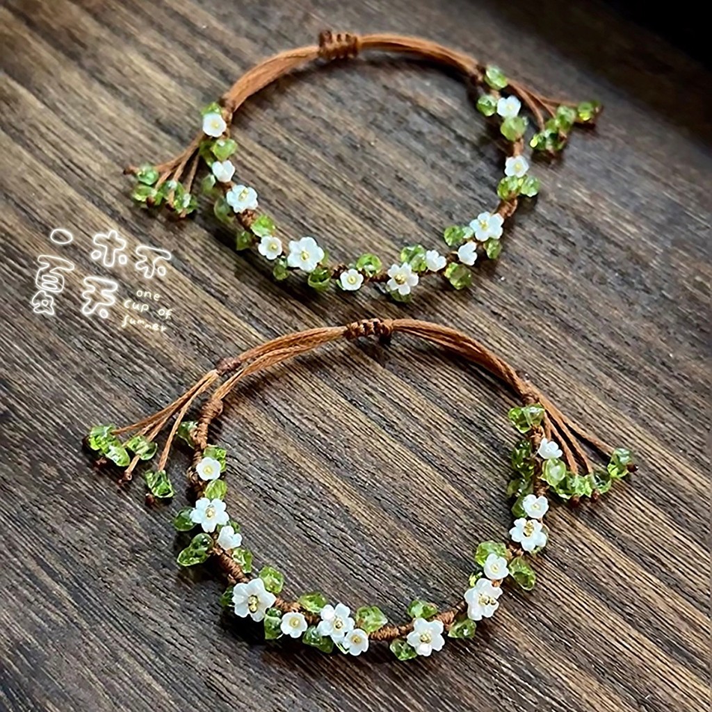Macrame Wizard of Oz Olive Green Imitation Stone Bracelet Handmade ...