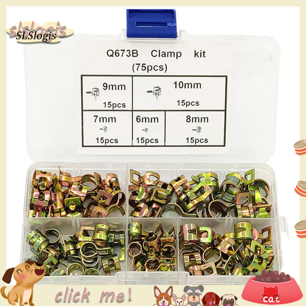 SGW_ 75Pcs 6-10mm Spring CPU Fuel Pipe Hoop Water Tube Clip Hose Clamp ...