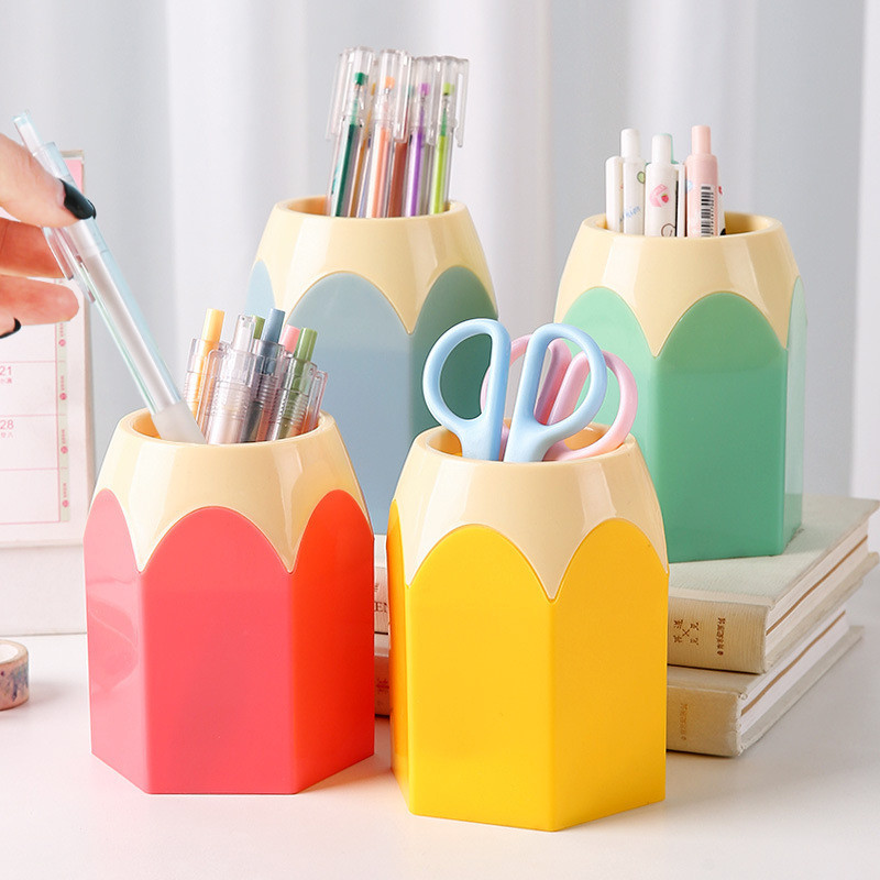 Creative Contrast Color Pen Holder Simple Large Capacity Desktop ...