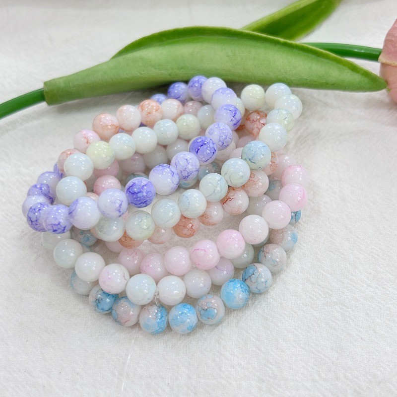 10 Pcs 8mm Colorful Bracelet Glass Beads Diy Mobile Phone Chain