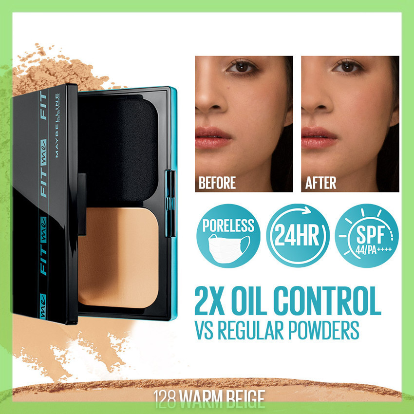 Dropaholic Fit Me Ultimatte Powder Foundation Two Way Cake - 128 Warm ...