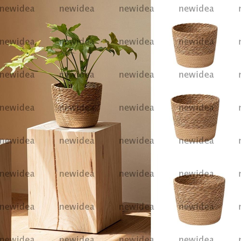 NEWIDEA Flower Plant Pot, Straw Garden Weaving Pot, Rattan Woven ...