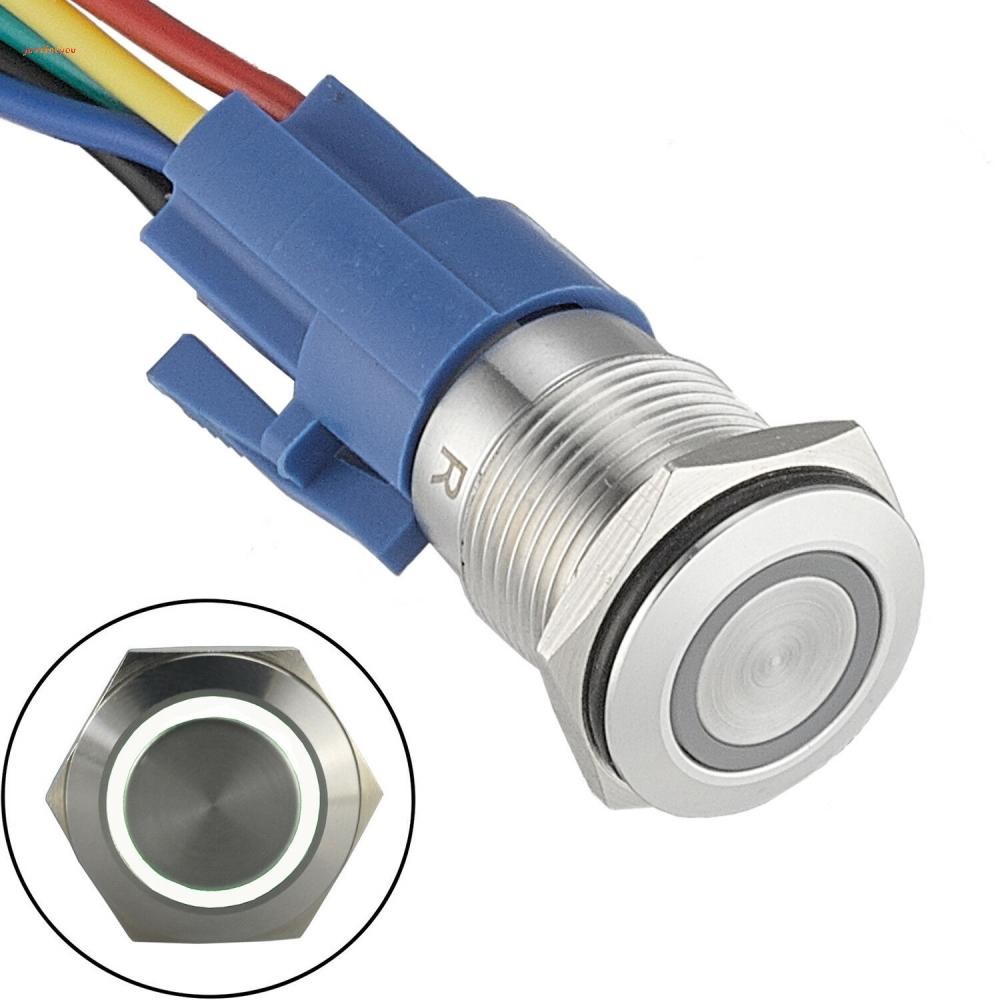 16mm Latching Push Button Switch with Stainless Steel LED Selflocking