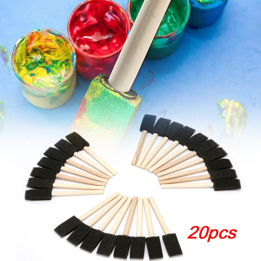 5pcs Round Paint Foam Sponge Seals Brush Painting Tools Sponge Set Drawing Toy With Wooden Handle For Kids Painting Crafts And DIY