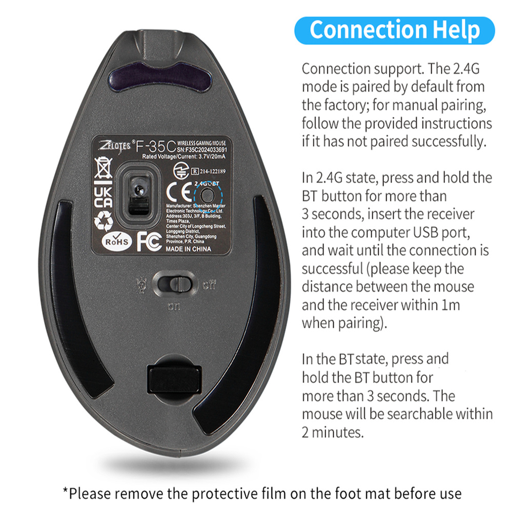 Ergonomic 2.4G Tri-mode Rechargeable Wireless Vertical Silent Mouse ...