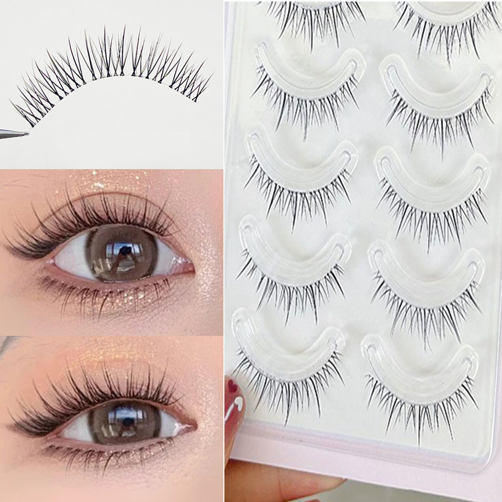 5 Pairs Cross False Eyelashes Lash Extension Clear Stem Eye Makeup ...
