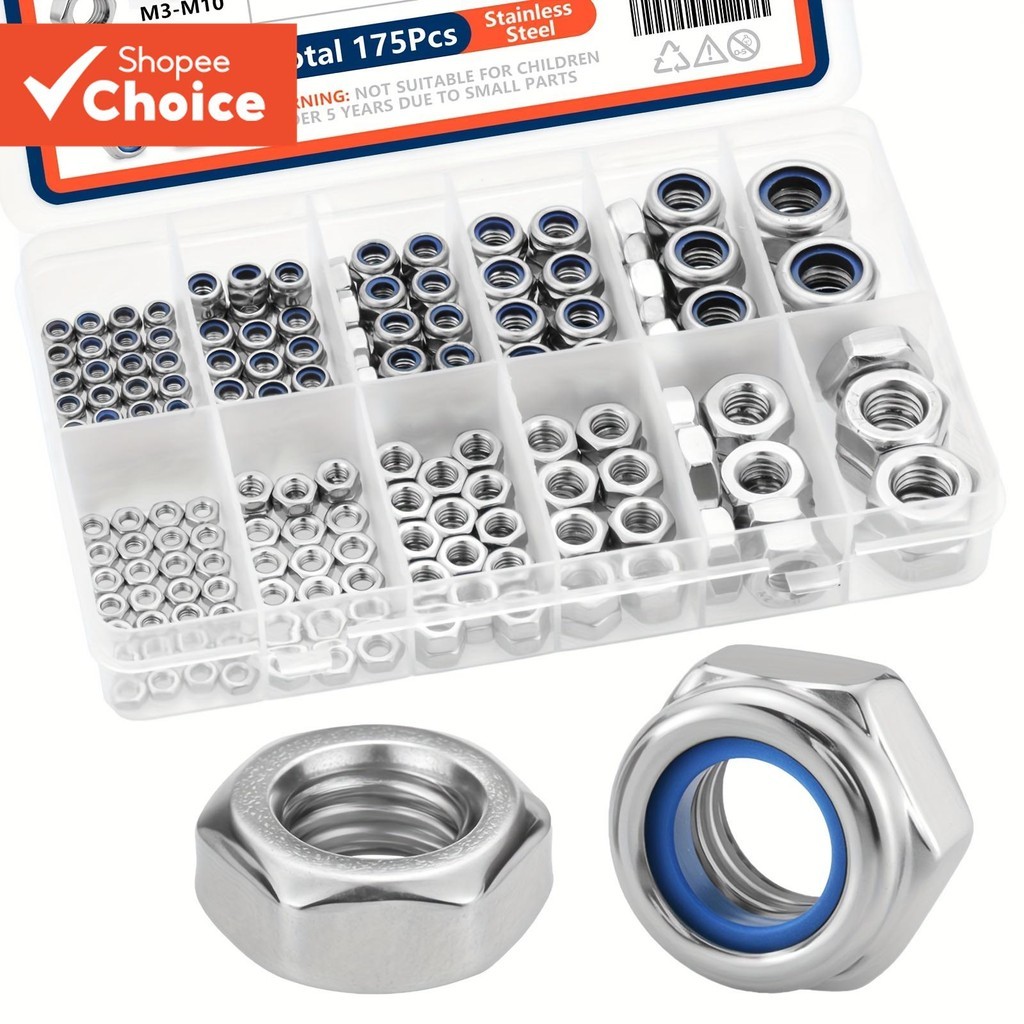 SANJODS Stainless Steel Metric Hardware Fastener Kit Locknuts And Hex ...