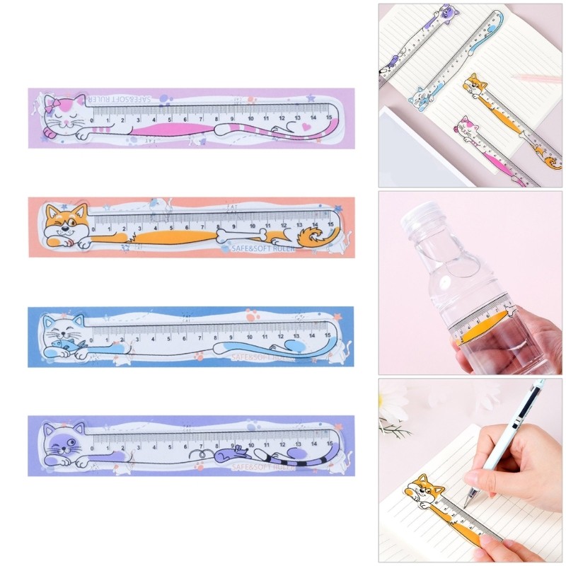 GOOD Lovely Cats Ruler Soft Ruler 15cm School Office Supplies for ...