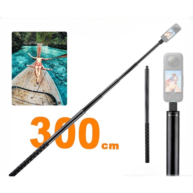 360 X4 3M/1.2M Invisible Selfie Stick Metal Extension Rod Tripod For ...