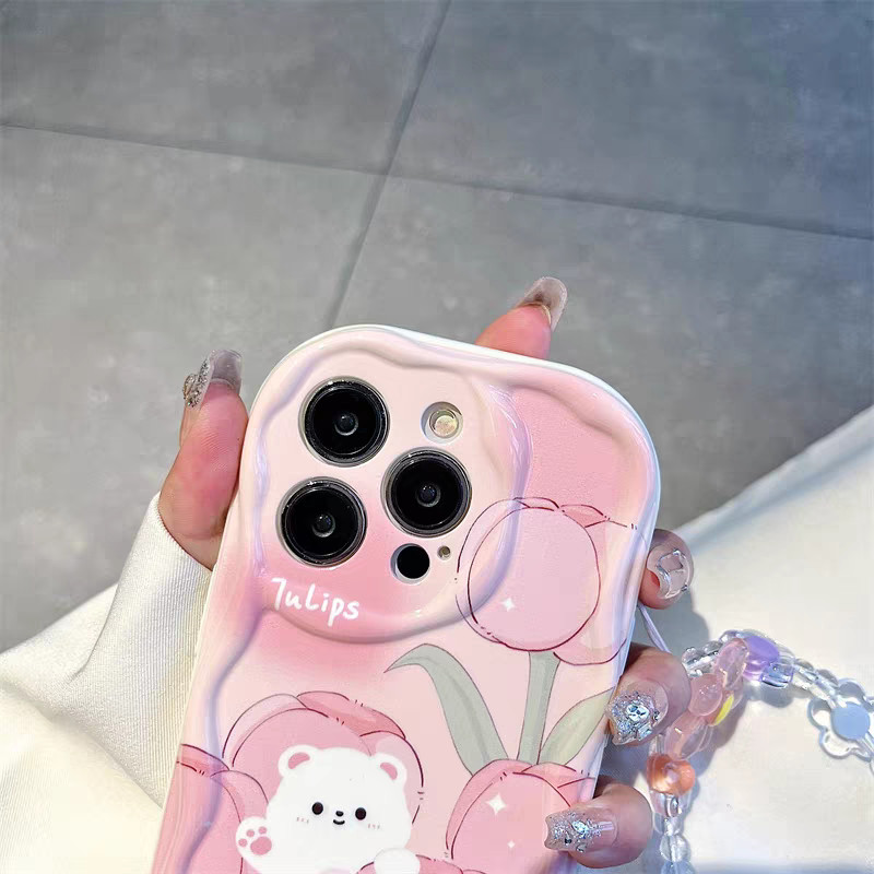 Realme 12 12X 11 11X 10 9 Note 50 C67 C65 C63 C61 C55 C53 C51 C35 C33 C30 C30S C21Y C25Y 8 8i 6 5 pro plus 5G coque esthétique transparente tulipes roses lapins_voghion.com