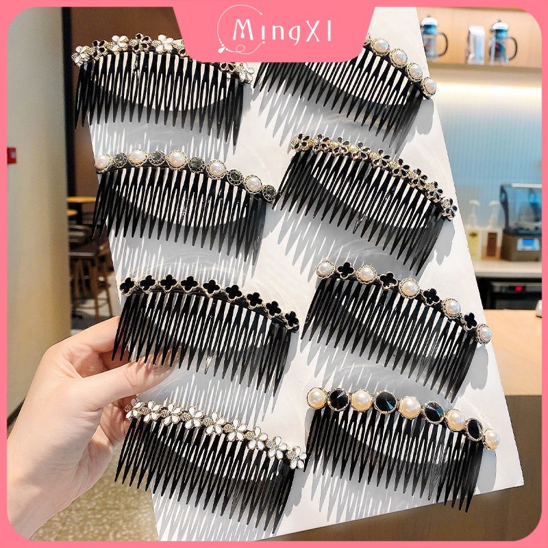Seamless Inverted Hair Comb Black Rhinestone Hair Comb Female Back Of ...