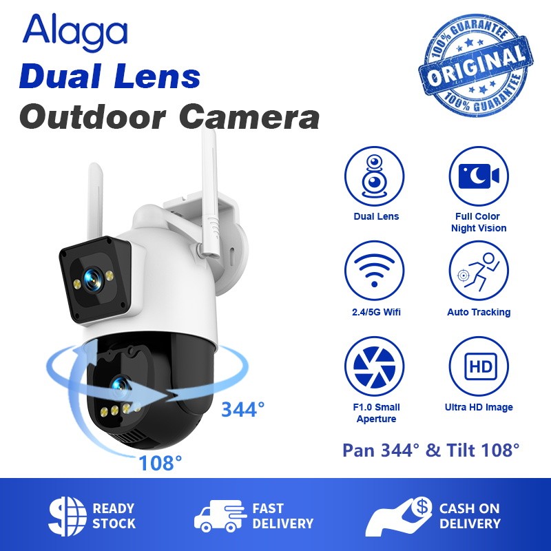 Alaga Dual Lens Full Color Outdoor cctv camera wifi 2MP 360° Security ...