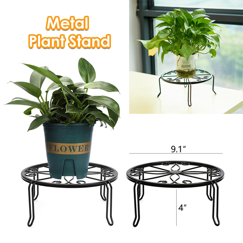Plant Stand Floor Flower Pot Rack Round Iron Garden Indoor Balcony ...