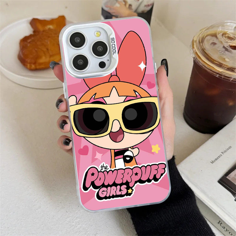 Cartoon Powerpuff Girls Silver Case for VIVO iQOO 12 11 11s 10 9 Z9 Z9x Z8 Z8x Z7 Pro 4G 5G Anti