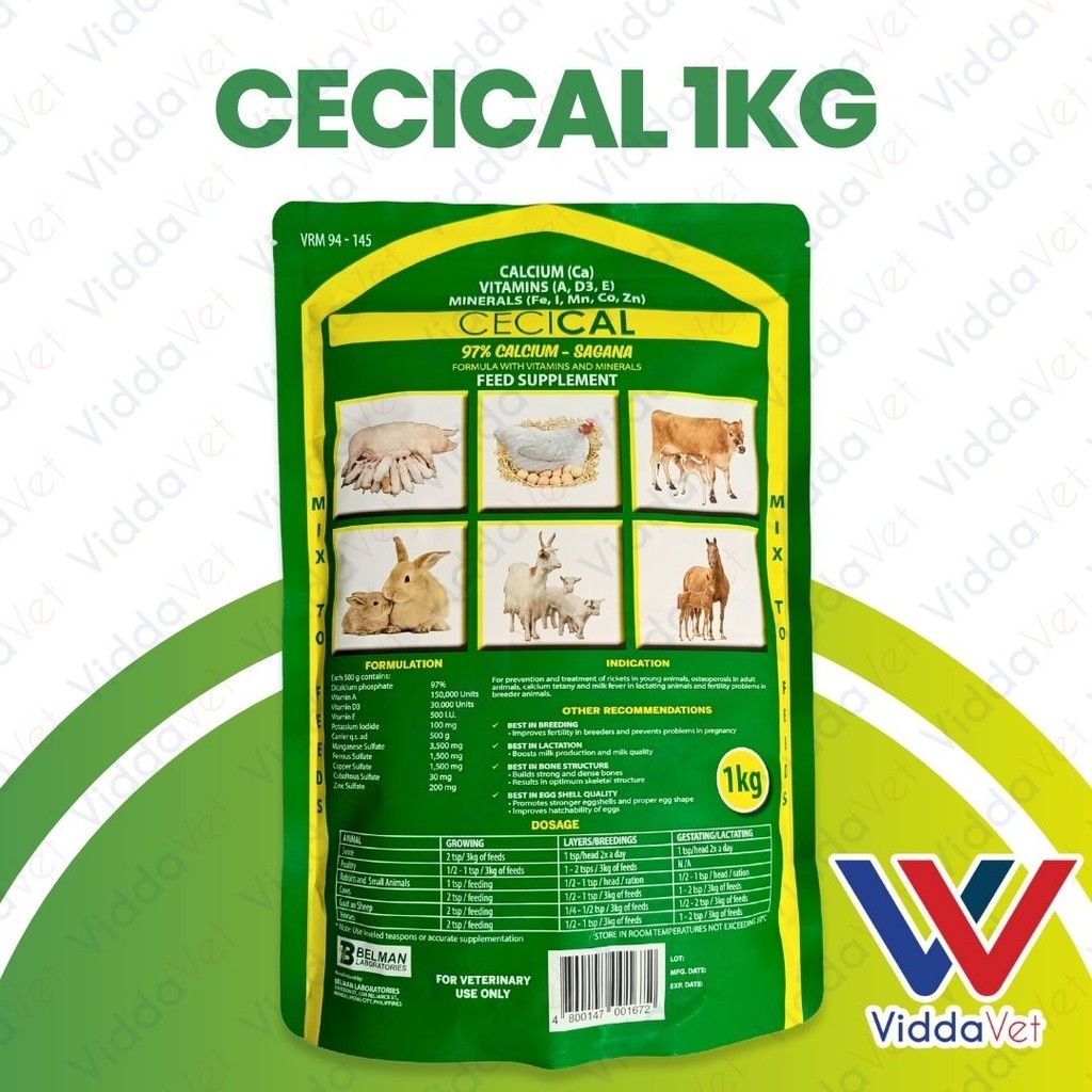 1kg Cecical Powder feed premix Calcium + vitamins + minerals for ...