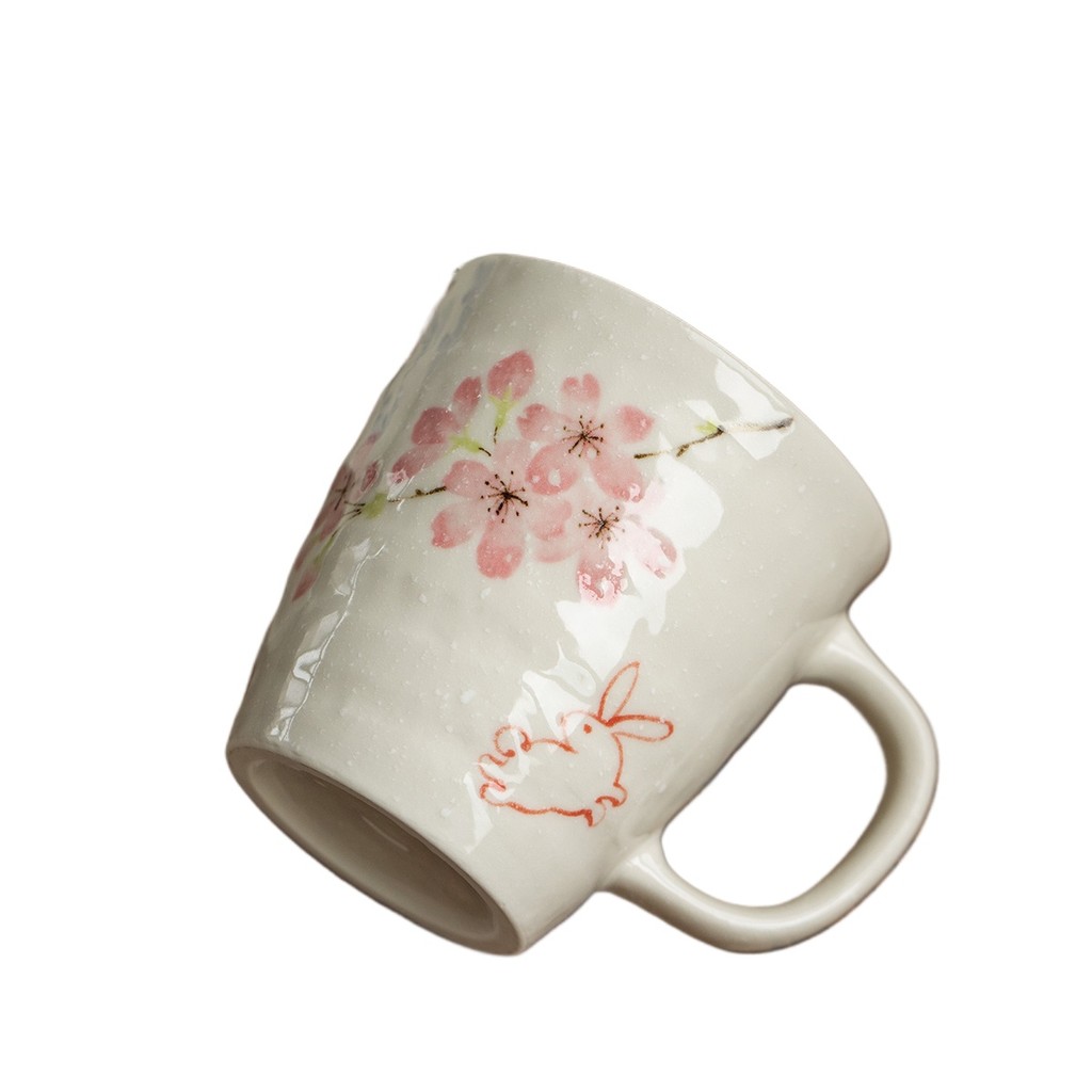 Japanese Imported Meibi Sakura Blowing Snow Rabbit Mug Japanese Coffee ...