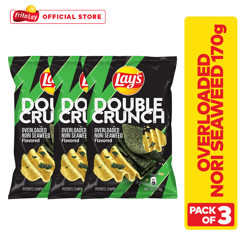 Lay's Double Crunch Overloaded Nori Seaweed Potato Chips 170g - Pack of ...