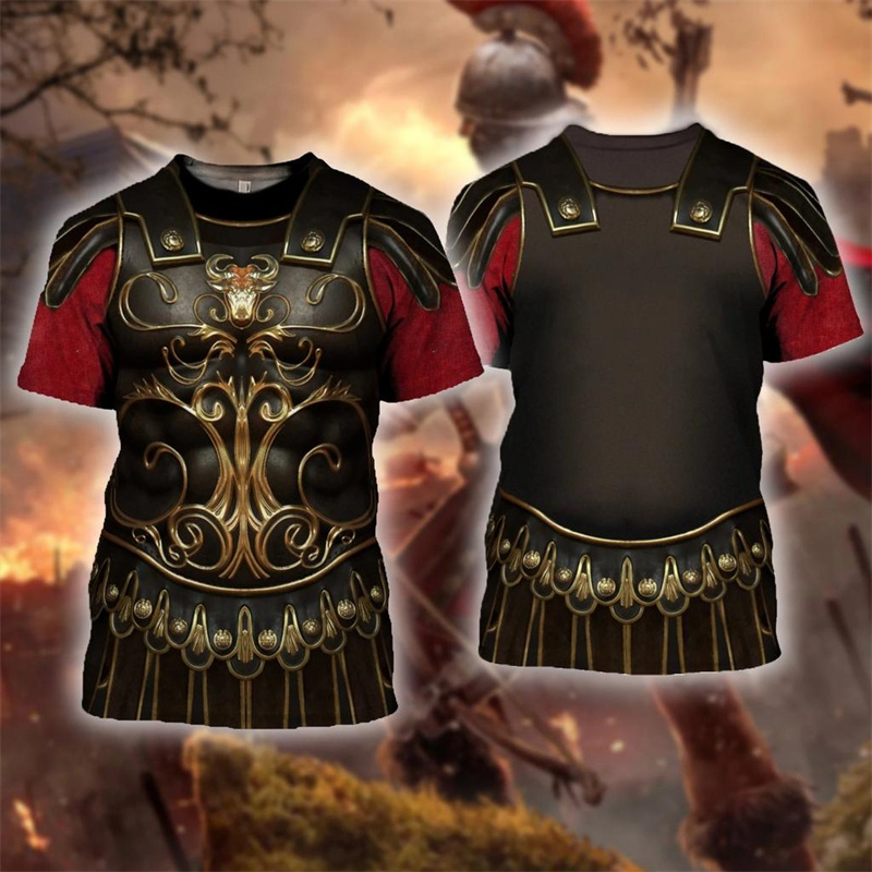 Knight Armor 3D Print T-Shirt Knights Templar Harajuku Short Sleeve ...
