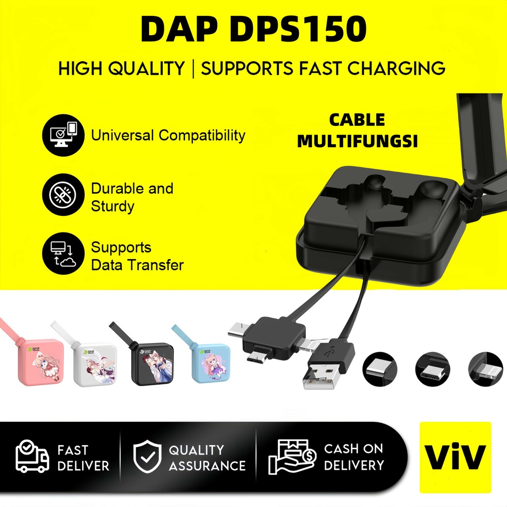 Dap DPS150 3 in 1 Multifunction Cable Support Quik Charging 2.4A ...