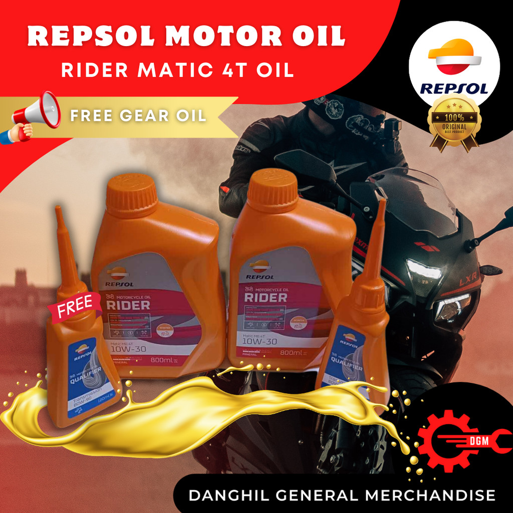 REPSOL Rider Motor Oil 4T Matic w/ FREE Qualifier Gear Oil | Shopee ...