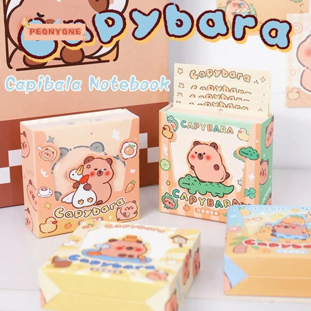 PEONYR 200 sheets/box Capybara Notepad, Cute Cartoon Non Sticky Note ...