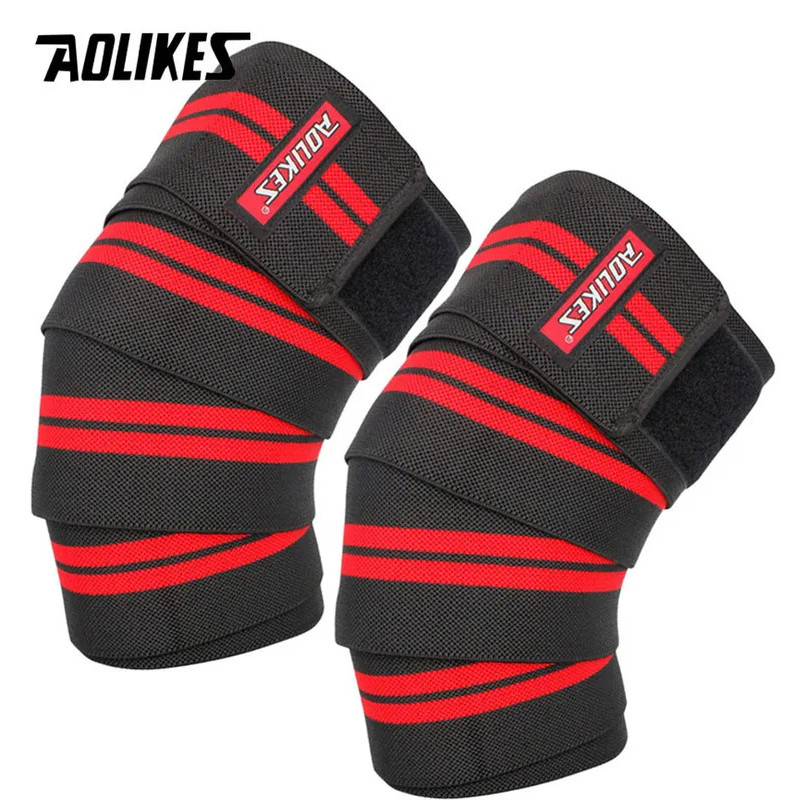 NEVER LOSE Knee Wraps (Pair) with Strap for Squats, Weightlifting, Powerlifting, Leg Press, and Cross Training WODs- Flexible 78 inch Knee Wraps for Squatting - for Men & Women