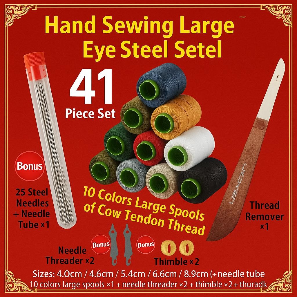 41 Piece Set Large Eye Steel Needles Thread Ripper 203 Medium Coarse 5 ...